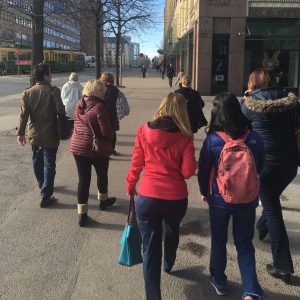 [participants walking in Helsinki]