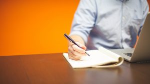 person studying online
