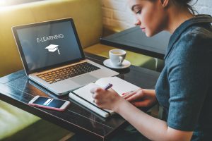 Person studying online