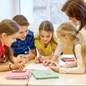 Teacher and pupils